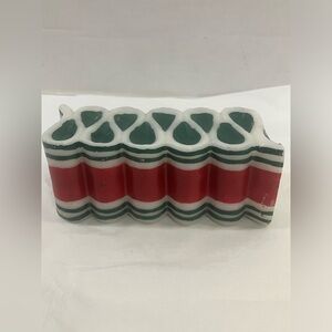 Vintage Christmas Red, Green, and White Ribbon Candle MCM